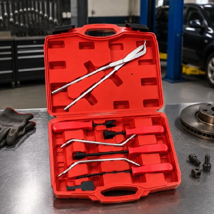 Car and Motorcycle Drum Brake Repair Kit 8Piece Manual Service Set with Hook Pry and Plier Style Parts for Home Garage Maintenance Use
