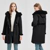 Double-sided pie overcomes women's big fur collar long winter new waist cotton-padded jacket with velvet cotton-padded jacket