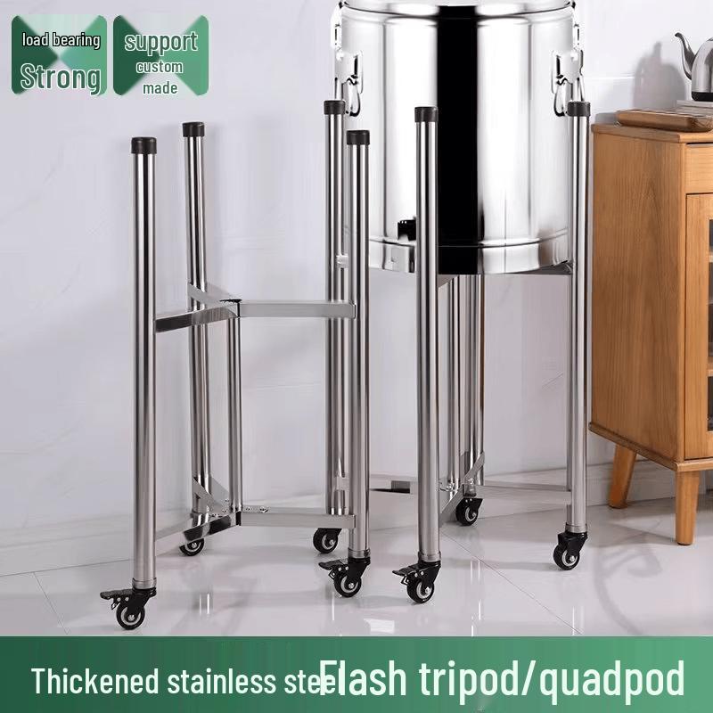 Stainless Steel Soup Pot Stand with Universal Wheels
