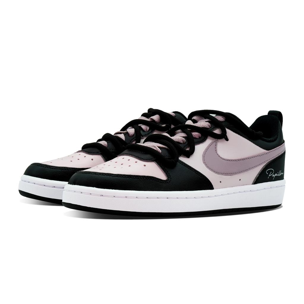 Nike Court Borough DEER Black Rose Raspberry Leather Slip Resistant Abrasion Resistant Low Top Skateboard Shoes GS BQ5448-115(Team84-S-BOX)