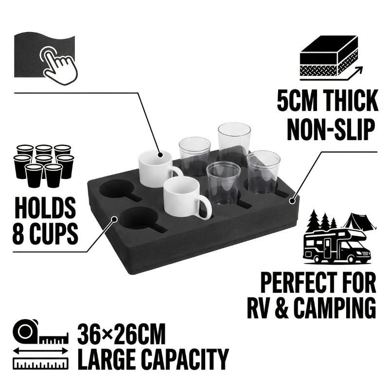 RV Cup Holder 8/13 Slot Foam Space Saving Rack Multi-Function Drink Mug Storage for Caravan Camping Travel