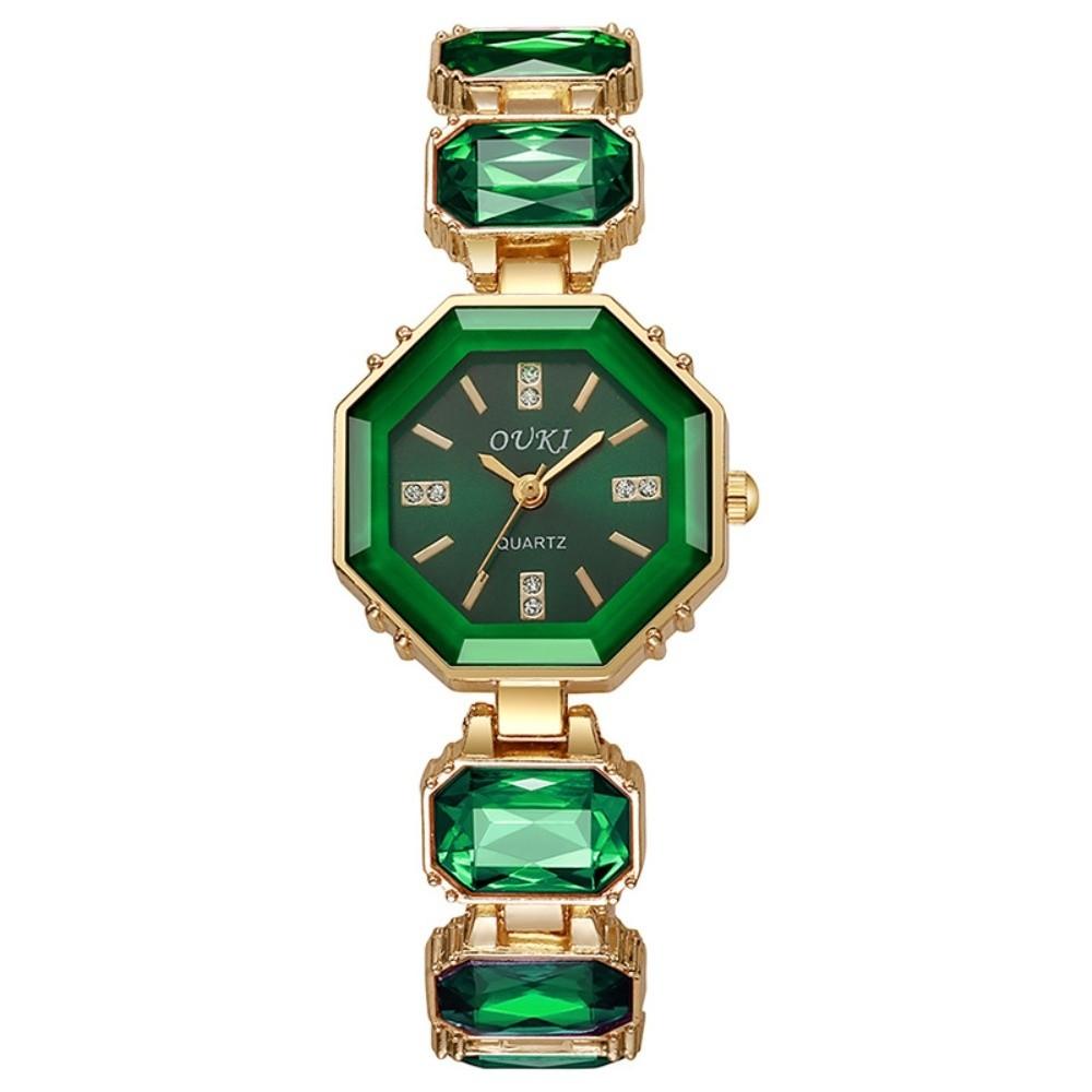 Colorful Octagonal Bracelet Watch Diamond-Encrusted Crystal Bracelet Watch