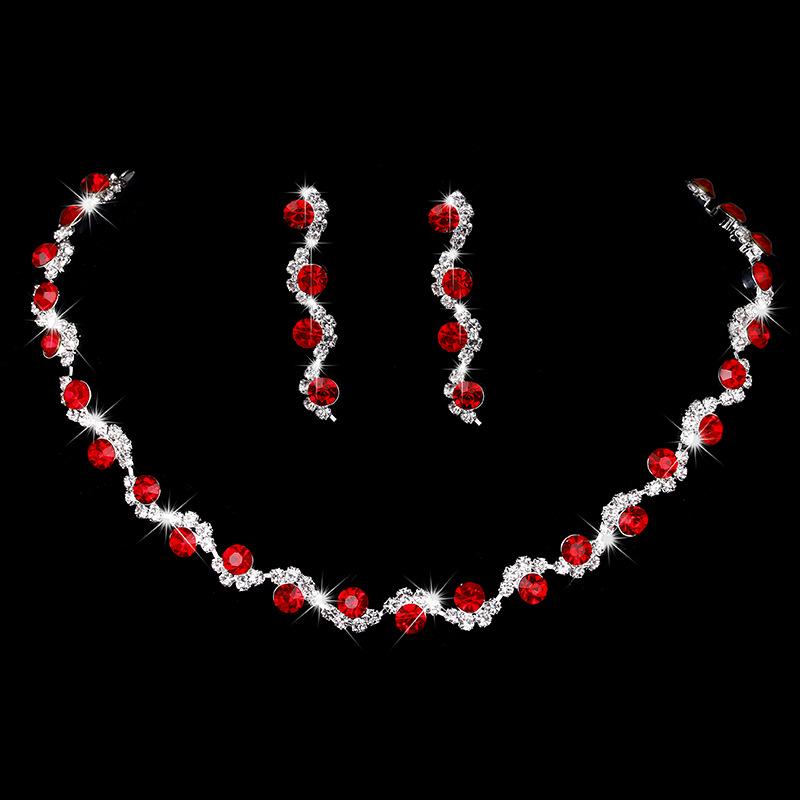 Silver Plated Rhinestone Bridal Necklace & Earrings Set