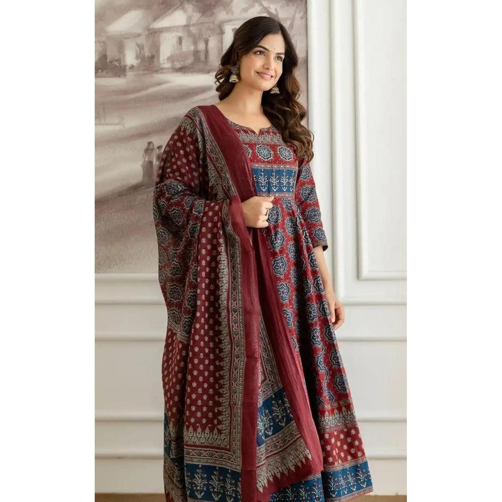 Indian Traditional Anarkali Suit Bollywood Women's Ethnic Kurta Pant Dupatta Set