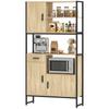 High Kitchen Buffet, 3 Soft-Close Doors, Drawer, Worktop, Open Shelves, Natural