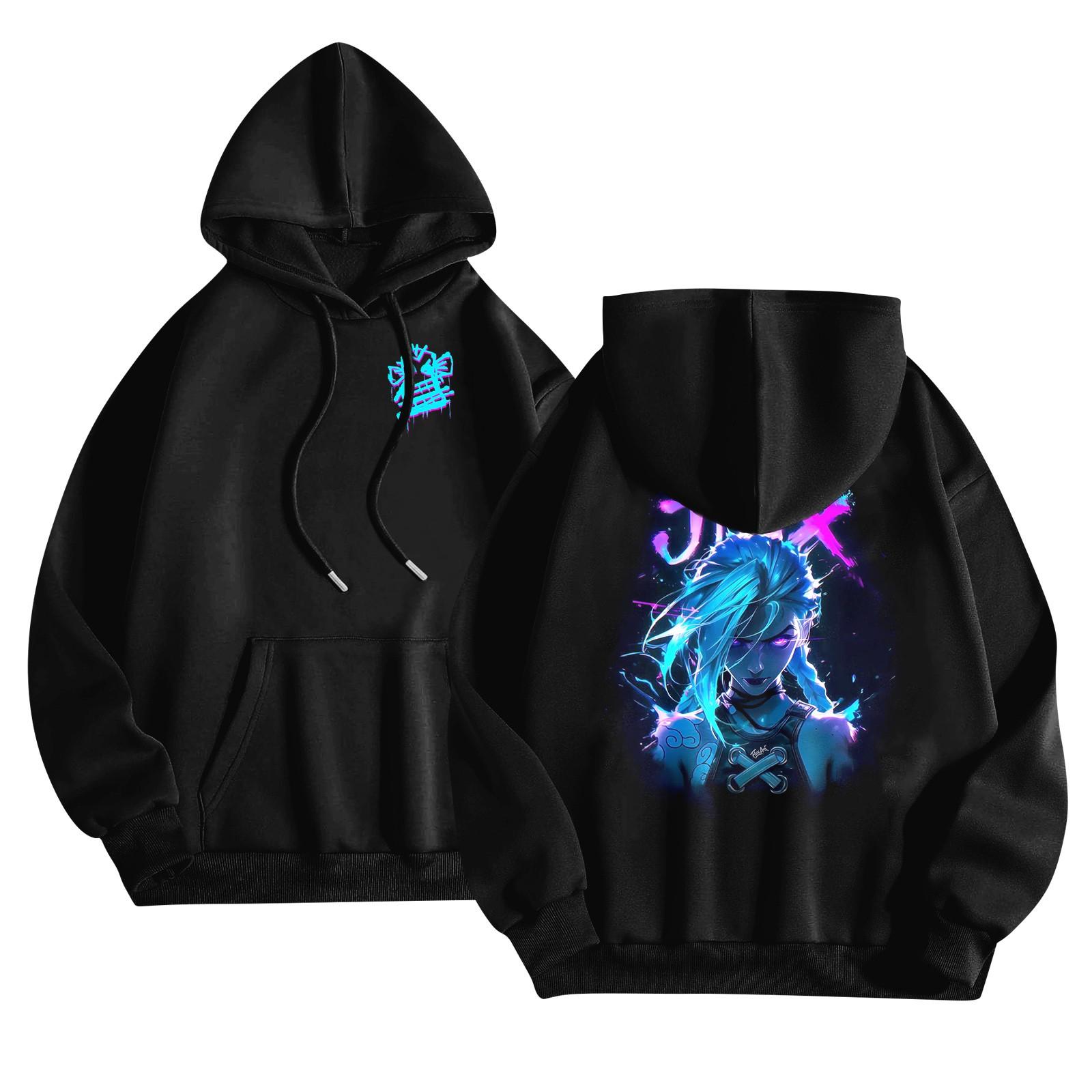 

Унисекс мода O-образный вырез длинный рукав принтованный топ толстовка с капюшоном XL