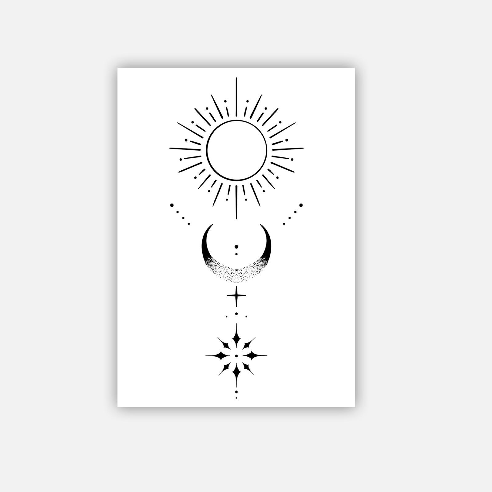 Sun, Moon And Stars Couple Tattoo Sticker, Waterproof And Long-Lasting, Wrist Advanced Sense Simulation Tattoo 10*7