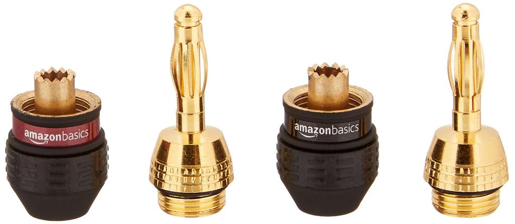 AmazonBasics Bananenstecker-Lautsprecheranschluss, 6 Paar, Schwarz (12 Stück) 1,37 cm x 1,37 cm x 4,11 cm