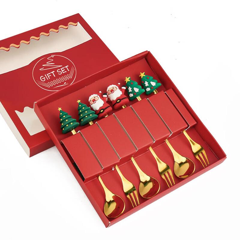 Christmas Doll Stainless Steel Spoon & Fork Set Six-Piece Set