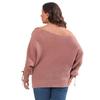 Women's Top, Plus Size Women's Clothing, Lace Up Design, Batwing Sleeve Sweater, Sexy Off Shoulder, One Neck, Nail Bead Sweater