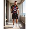 Modisches Resort-Style Herren T-Shirt Kurzarm Shorts Zweiteiliges Set Sommer 3D-Druck