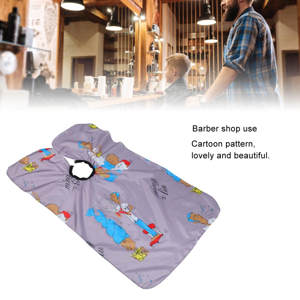 Children Hairdressing Apron Home Barber Shop Cartoon Pattern Hair Cutting Dyeing Gown CapeGray