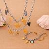 European-American Geometric Woven Rope Jewelry Set: Natural Stone Bracelet & Necklace