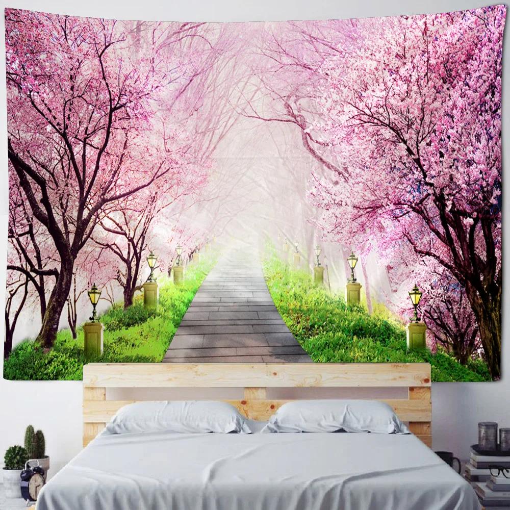 Charming Floral Tapestry White Blossoms Blue Background Unique Wall Art for Home Decor Bedroom Nature Lover Gift