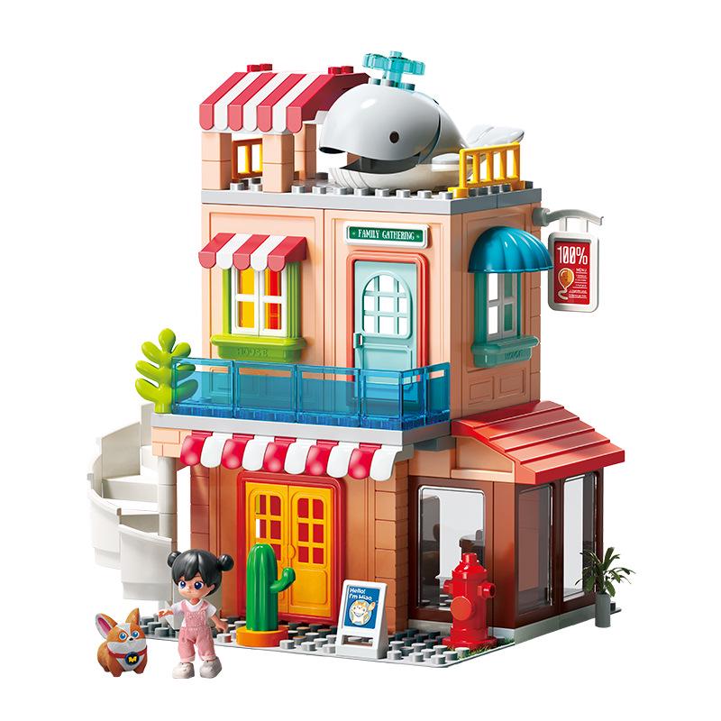 Feile Large Particle Villa Building Blocks for Kids - Creative Pretend Play Set for Kindergarten Boys and Girls.