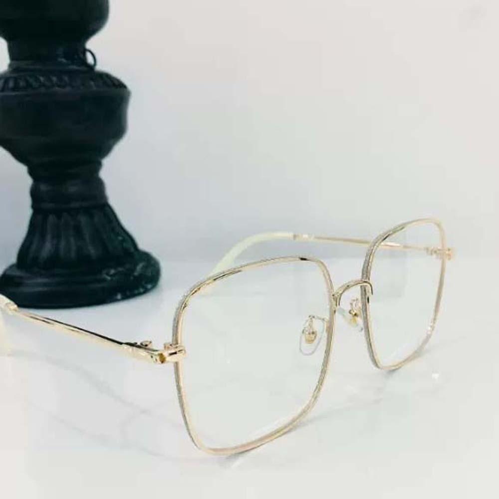 PC Golden-frame Myopia Glasses Lightweight Women Reading Eyewear Glitter Big Frame Glasses  Outdoor