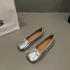 Flache silberne Einzelschuhe Damen Frühling und Sommer Damenschuhe Mary Jane Schuhe Sojabohnenschuhe