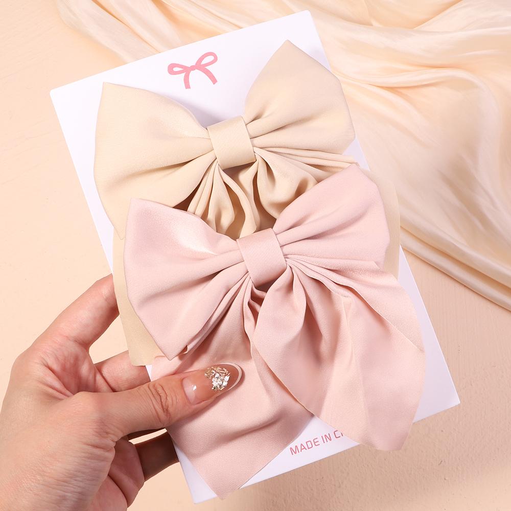 2Pcs/set Sweet Solid Bowknot Hair Clips for Women Girls Print Bows Hairpins Barrettes Duckbill Clip Headwear Hair Accessories
