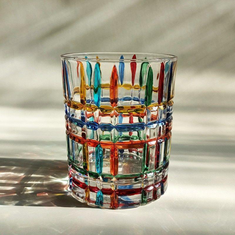 Evropské barevné linie, Tkané křišťálové sklo, Vitráž, Sklenice na džus, Sklenice na whisky, Personalizovaný dárek