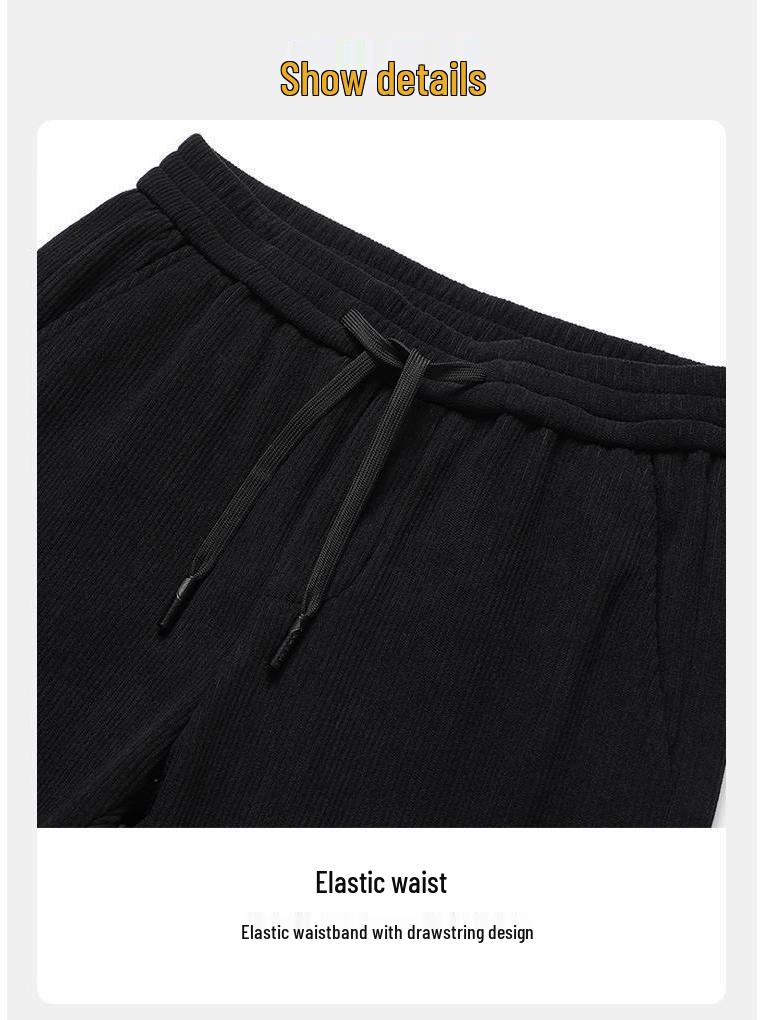Men's Large Corduroy Warm Winter Casual Straight-Leg Pants with Velvet Lining