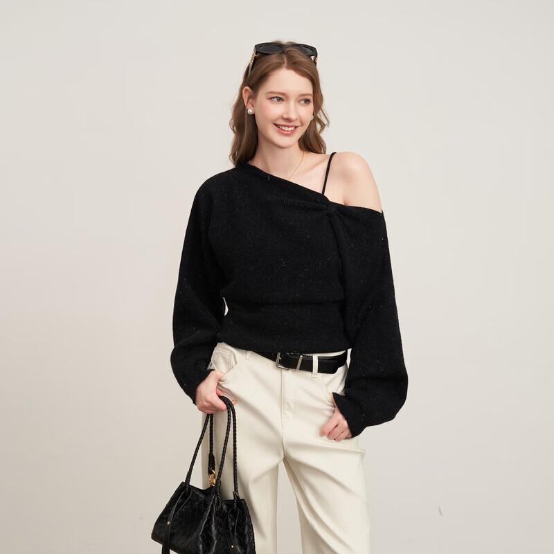 LIEDU Women s Plus Size Asymmetric Shoulder Twist-Knot Sweater Set XL (130-150 lbs)