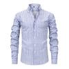 Men's High-Grade 4-Way Stretch Plaid Print Long Sleeve Shirt, Turn-down Collar Men Shirt Wholesale