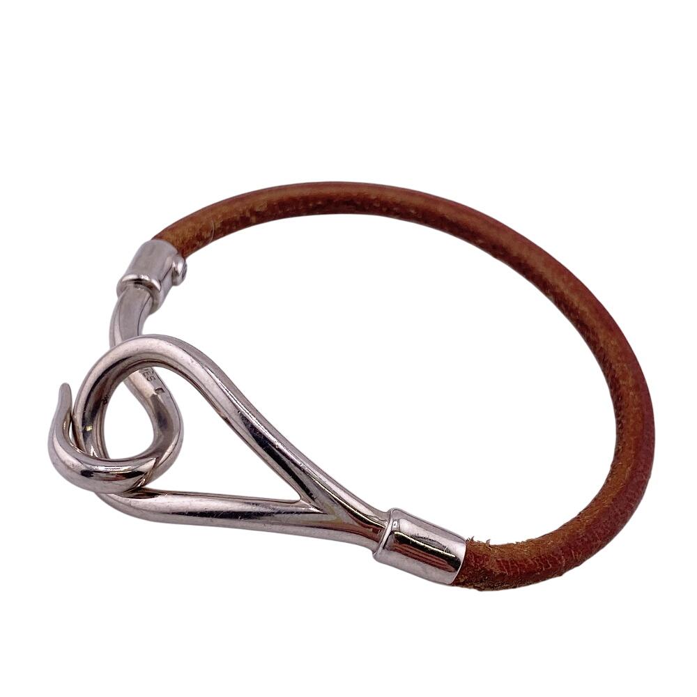 

HERMES Bangle bracelet leather jumbo bracelet Brown leather Women Used