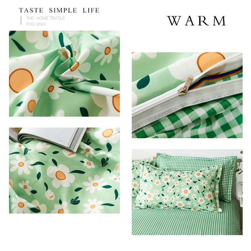 Four-piece Bedding Washed Cotton Single Double Student Three-piece Bed Linen Quilt Cover Pillowcase