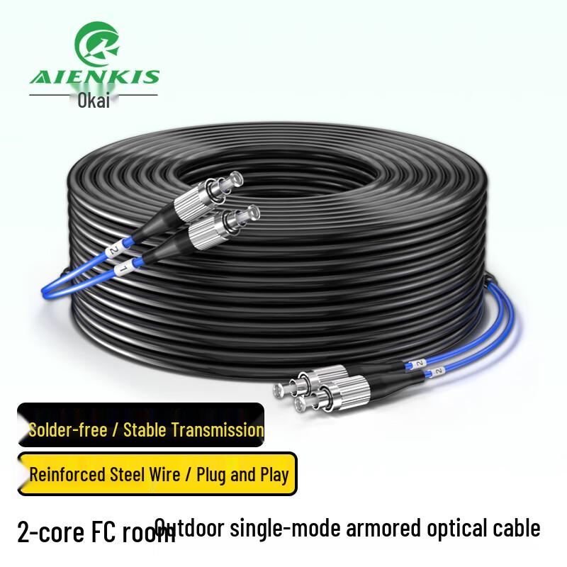 AIENKIS Outdoor Single-Mode Armored Fiber Optic Patch Cord