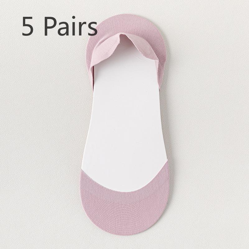 5 Pairs of Women's Summer Thin Non-slip Heel Shallow Mouth Invisible Socks
