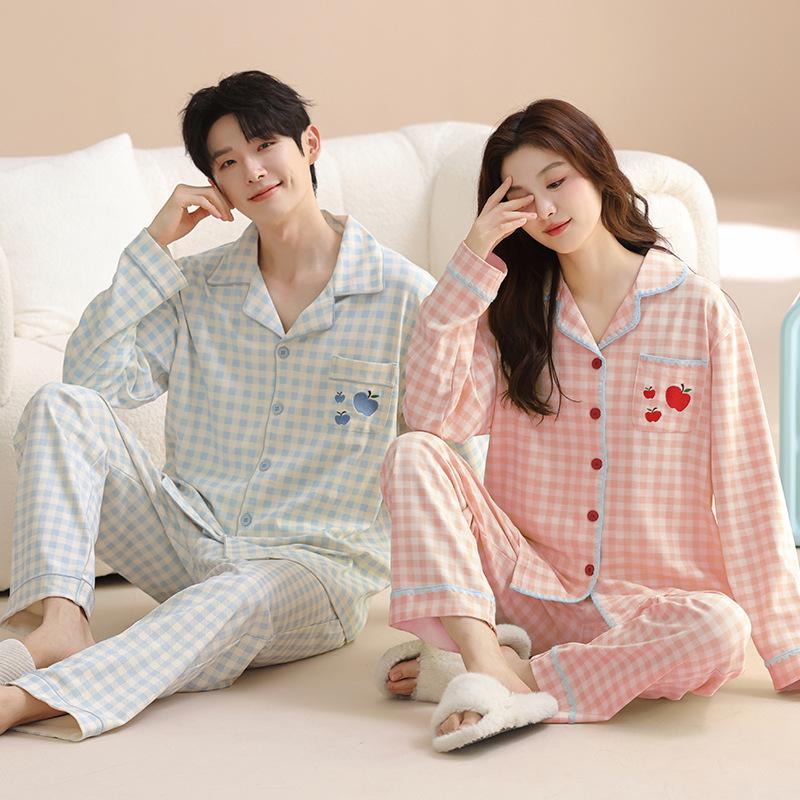 Autumn/Winter 2025 Cute Cartoon Couple Pajamas Set with Long Sleeves