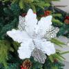 2pcs Simulation Artificial Poinsettia Flower Sequins Christmas Tree Decorations  Hotel Office Decor