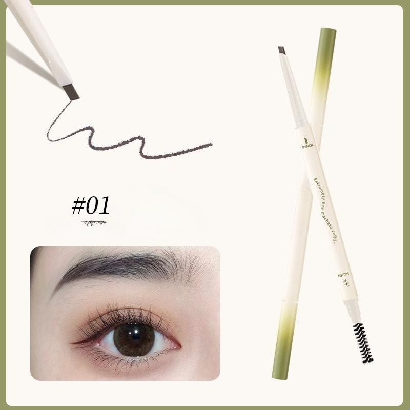 Dwugłowy automatyczny ołówek do brwi wodoodporny i odporny na pot, trwały, nie rozmazuje się, pędzel do brwi dla początkujących, kosmetyki, kolor, trójwymiarowy