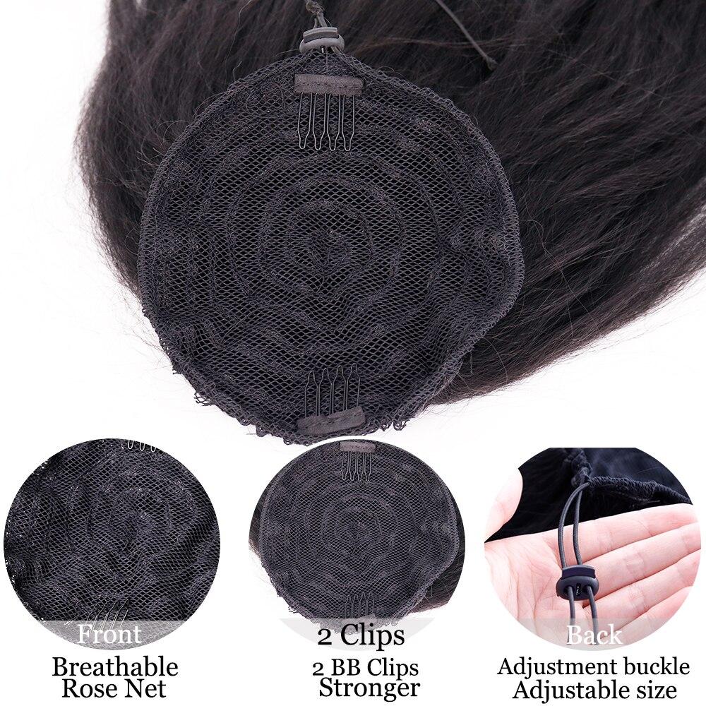 XINRAN Frauen kurze natürliche gewellte Pferdeschwanz synthetische Faser schwarz braun Haarverlängerungen tägliches Tragen Cosplay Clip-in-Haarteil