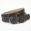 Double row rivet pin buckle women's belt retro punk decorative jeans fashion European and American style black