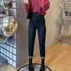 2024 Retro High Waist Wide Leg Denim Skirt with Frayed Edges for Spring & Autumn