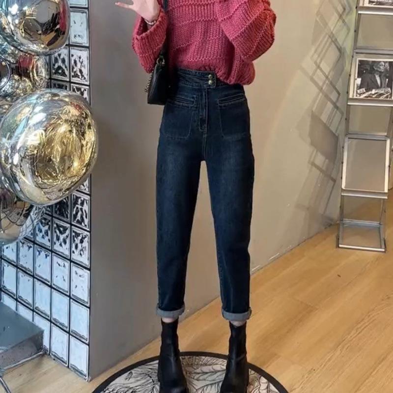 2024 Retro High Waist Wide Leg Denim Skirt with Frayed Edges for Spring & Autumn