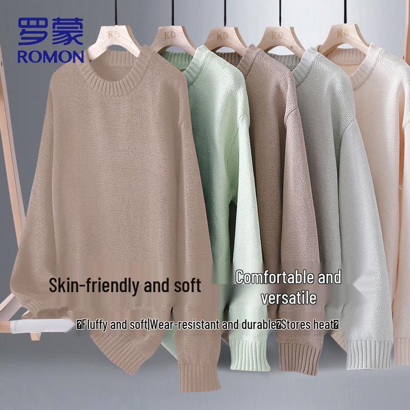 ROMON Men's Round Neck Pullover Sweater