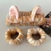 2Pcs/Set Women Hairband Wristband Set Cartoon Cat Ear Decor Soft Breathable Fabric Headband Wristband Set