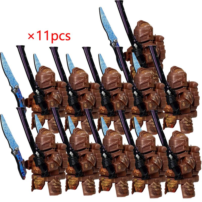 11pcs Heavy armor Knight Knife Armour Accessories Building Blocks Action Figures DIY Toys for Children Gifts