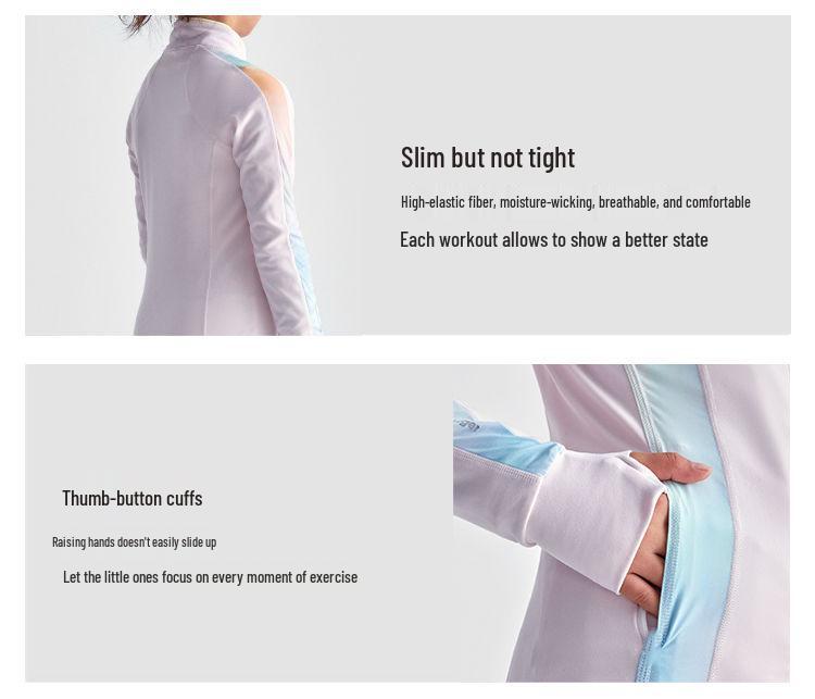 Flickors snabbtorkande yoga-jacka - Tryckt lapptäcke, andningsbar, kofta med dragkedja för fitness