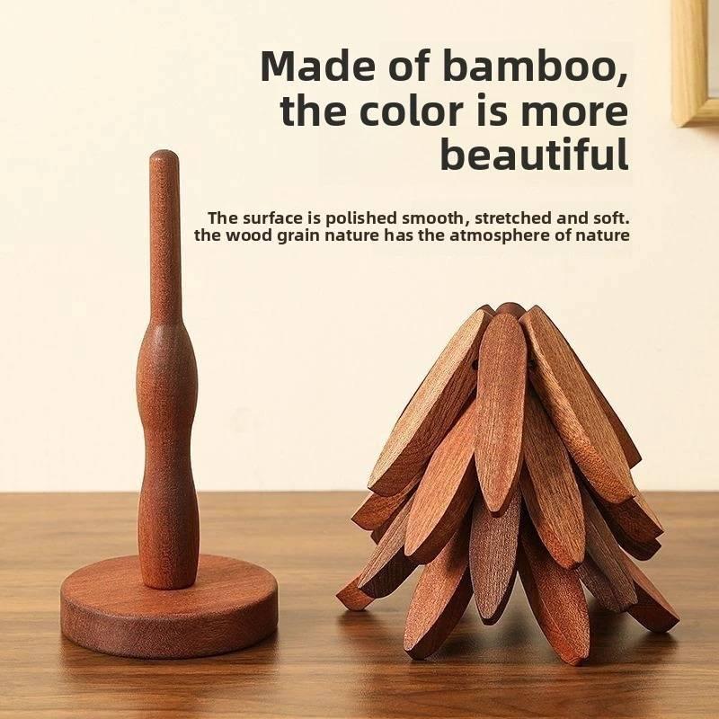 3/4/5Pcs Solid Wood Insulation Placemat Anti-Scalding Mat Tree Household High Temperature Resistant Table Mat