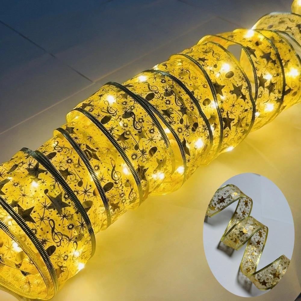 5/10M Xmas LED Light Strip Lace Bows Christmas Decoration Light  Window Display