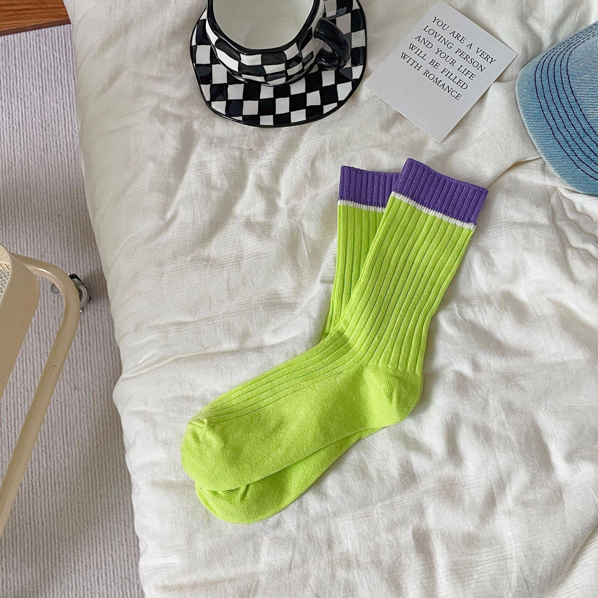 

Dopamine Color-Blocked Socks Mouth Color-Blocking Stacked Socks Vertical Striped Socks One size fits all