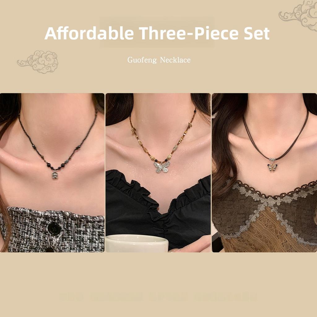 New Chinese Style Black Lion Necklace Women's Sweater Chain Fashionable Cool Luxury Minimalist Retro Titanium Steel Pendant