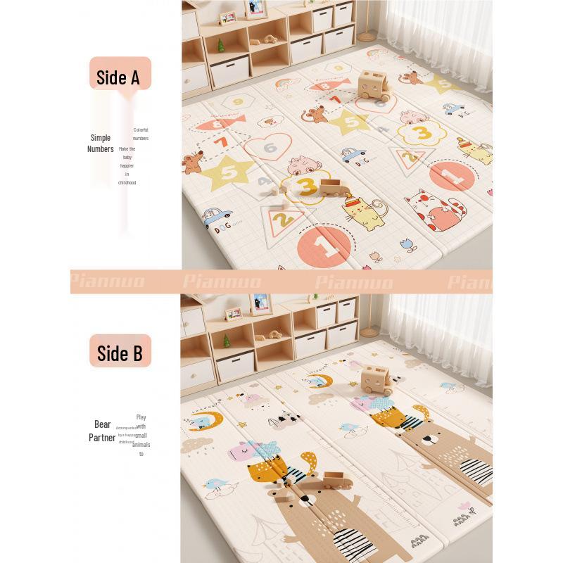 Foldable, Odorless Foam Baby Crawling Mat - Thick, Interlocking Design for Infant Play In Living Room (Girls)