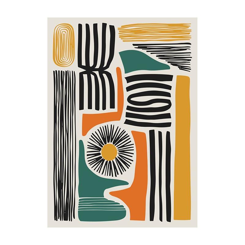 

Abstract Geometric Line Art Poster Vintage Minimalist Shapes and Lines Canvas Painting Print Wall Decoration Home Bedroom Decor 21cm×30cm NoFrame