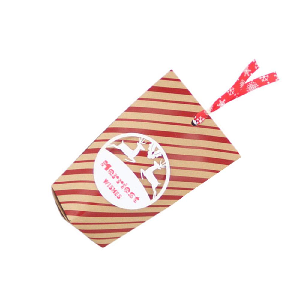 24pcs Christmas Vintage Kraft Paper Bag Merriest Wishes Stand Up Candy Pouch Wedding Favor