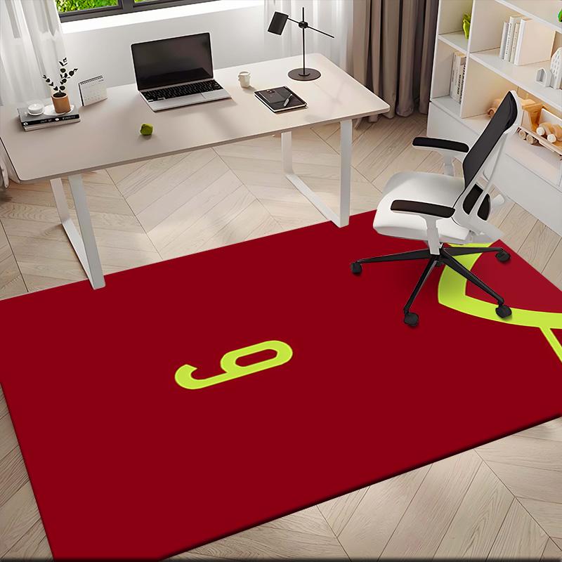 1pc Red Sports Jersey Number Design Carpet Rug for Living Room Bedroom Home Sofa Decoration,Kids Play Non-slip Floor Mat