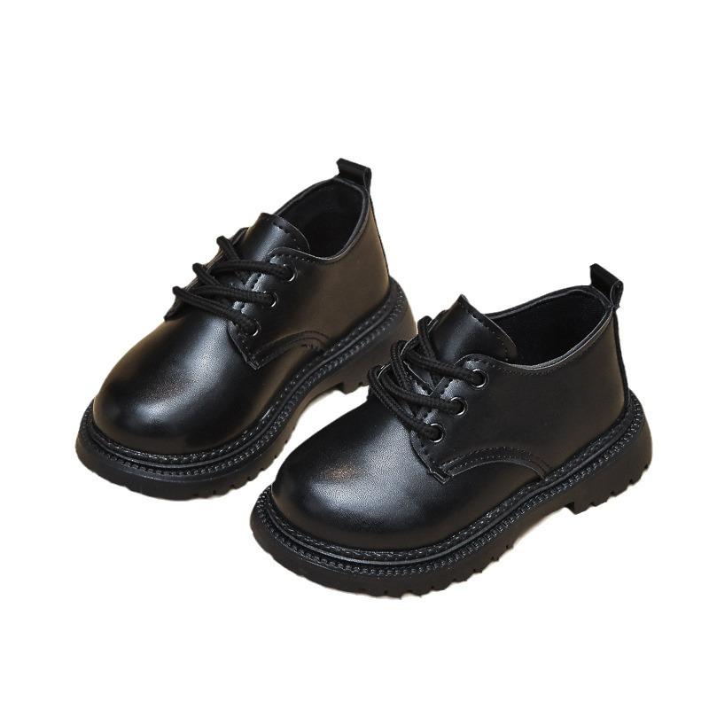 Kids British Lace Up Leather Shoes Spring Autumn Non Slip Performance Dress Shoes For Boys And Girls Comfortable